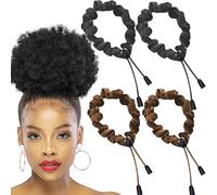 4 coleteros afro para el cabello de satén, lazos ajustables para el cabello negro y marrón, lazos ajustables para cabello grueso, diadema antideslizante de estilo largo, accesorios para el cabello