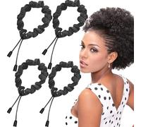 4 coleteros de satén ajustables para mujeres y niñas, lazos ajustables suaves que la seda para cabello natural grueso y rizado de 4C, accesorios para el cabello fácil de usar, para coletas afro Puff