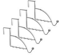 4 Colgadores de Ganchos de Puerta Organizadores de Almacenamiento Colgantes Múltiples Ganchos de Perchero para Ropa Gorros Bufandas Monederos Llaves Toallas de Baño Batas y Más (Plata)