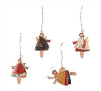 4 colgantes de ángel bailarín de metal para Navidad, adornos para árbol de Navidad, para fiestas en casa.