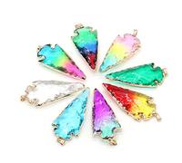 4 colgantes de cristal artificial, varios colores de punta de flecha de cristal, hechos a mano, con forma de punta de lanza original, colgante para hacer joyas, collar, amuleto, Vidrio, no conocido