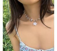 (4) Collar de clavícula con temperamento y piedra triturada, collar festivo sencillo para mujer