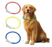 4 collares luminosos LED para perros, recargables, luminosos, impermeables, collar luminoso para perros, 3 modos de iluminación, collar LED para perro, longitud ajustable 70 cm (rojo, amarillo, verde