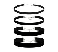 4 collares negros flocados, elegantes accesorios para el cuello para mujer, cadena de clavícula ajustable sexy, collar simple y versátil, adecuado para citas, conciertos (cuatro especificaciones), 0,6