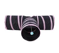 4 - Color Foldable 3 - Way Cat Play Tunnel Toy, Pet Tunnel for Indoor Outdoor Use, Interactive Training Tunnel with Ball for Cats Rabbits Small Pets, Polyester Foldable (Rosa)
