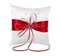 4 Colores Alianza de Boda Portador Almohada Cojín Cojín con Mancha Bowknot Corazones Dobles Diamantes Rojo Azul Púrpura(02)