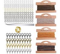 4 Colores Cadenas Para Hacer Joyas, Cadena De Cable Chapada, Cadena Para Hacer Collares, Kit De Cadenas Para Collar, Con 40 Hebillas De Langosta y 120 Anillos Curvos Para Hacer Collares De Joyería