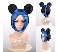 4 colores JoJo's Bizarre Adventure Golden Wind Jolyne Cujoh Cosplay peluca bollos trenzas pelo sintético fiesta Halloween + gorra de peluca gratis azul