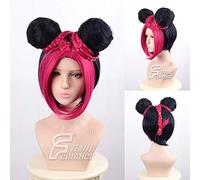 4 colores JoJo's Bizarre Adventure Golden Wind Jolyne Cujoh Cosplay peluca bollos trenzas pelo sintético fiesta Halloween + gorro de peluca gratis rosa