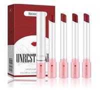 4 Colores Pintalabios Lápiz labial mate Popular Tinte labial de tubo Terciopelo Crema hidratante roja Suave Lápiz labial Larga duración 24 horas (Red)