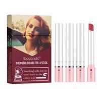 4 Colores Pintalabios Lápiz labial mate Popular Tinte labial de tubo Terciopelo Crema hidratante roja Suave Lápiz labial Larga duración 24 horas (Brown)