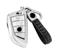 【4 colores】 Z.MYUKI 1er 118i 118d Funda para llave con llavero para BMW Serie 1 F40 2019-2022 2023 Accesorios Original (Plata)