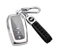 【4 Colores】 Z.MYUKI Yaris Cross GR Sport Funda para Llave con Llavero para Toyota Yaris 4 Hybrid 2020-2022 2023 Accesorios Originales (Silver)