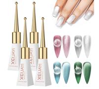 4 Colors Esmalte Semipermanente de Uñas en Gel UV LED, Glitter Galaxy Cat Eye Gel Nail Polish for Holographic Cat Eye, Magnético Nail Art Apto Para Principiantes