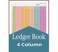4 Column Colorful Ledger Book: 4 Column Accounting Ledger Book for Small Business or Personal Finance, Columnar Color Notebooks for Bookkeeping, Four Column Book 8.5" x 11" 100 Pages