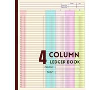 4 Column Ledger Book: Colorful Accounting & Bookkeeping Notebook | Columnar Analysis Account Pad for Small Businesses and Personal Finance | Horizontal Layout