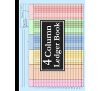 4 Column Ledger Book: Colorful Horizontal Accounting Log Book for Bookkeeping, 4 Column Columnar Pad for Small Business