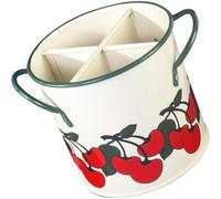 4 Compartimentos Porta Cubiertos de Hierro y Asas Laterales Vintage | Organizador de Cocina para Mesa, Mantiene Utensilios Erguidos, Ayuda a Liberar Gaveta, Estilo Retro
