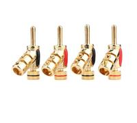 4 conectores banana en forma de Y, conectores dorados y negros y rojos de cobre + conector banana chapado en