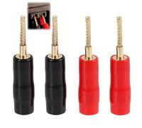 4 conectores banana flexibles de 2 mm, chapados en oro, tipo tornillo, conector de altavoz con funda de silicona, rojo y negro, para amplificador, cable de altavoz, receptor, cine en casa, cobre de