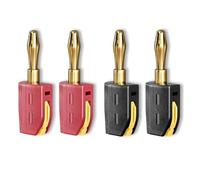 4 conectores banana premium chapados en oro de mm - Conexión rápida alta corriente 32 A for altavoces y amplificadores audio Par rojo negro ESSEIEIE(Rad and Black)