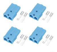 4 conectores de alta corriente de 75 A, bloque de terminales de alambre de 2 pines, soldadura de crimpado para almacenamiento de energía, batería EV, aplicaciones de sistema solar +++ (azul)