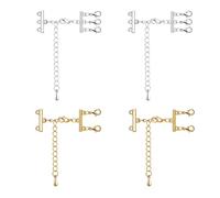 4 Conectores de Collar en Capas de Múltiples Hebras, Separador de Collares, Hebilla Capas Collar, Se Utiliza para Apilar Pulseras Y Collares para Crear Capas Únicas (Plata, Oro).