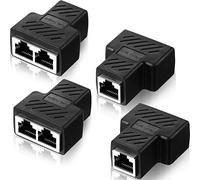 4 Conectores Divisores Ethernet RJ45 de 1 a 2 Adaptador LAN Ethernet Enchufe Adaptador de Enchufe de Red Compatible con Cable Cat5 Cat6, Dos Computadoras Pueden Navegar por Internet al Mismo Tiempo