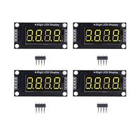 4 conjuntos de módulo de pantalla de tubo digital de 7 segmentos y 4 dígitos con LED, chip de control TM1637 de 0,36 pulgadas, pantalla numérica clara con punto decimal, placa de (Amarillo MRA110C)