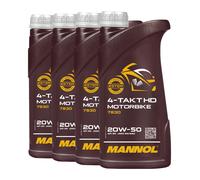 4 Contacto Aceite 4 (4x1) Litro Mannol SAE 20W-50 Motocicleta Api Sl / Jaso Ma /
