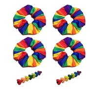 4 Corbatas Para El Cabello Arco Iris, 2 Clips Para El Cabello Del Corazón Del Arco Iris, Corbatas Para El Cabello Para Niñas, Corbatas Decorativas Para El Cabello