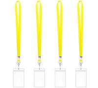 4 cordones para el cuello con 4 tarjeteros, soporte transparente resistente al agua y cordón vertical con insignia de nombre