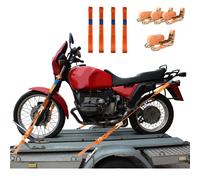 4 Correas de Sujeción para Motocicleta Naranja con 4 Polipastos y 4 Doble Anillo