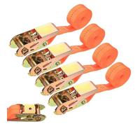 4 correas tensoras con carraca, 2 m x 25 mm, correas de amarre con trinquete, correas de amarre, resistentes a la intemperie, para portaequipajes, motocicletas, coches, camping, transporte