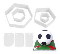 4 cortadores de galletas de fútbol, 3 espátulas, herramientas estampadas para hacer postres, moldes de galletas de fútbol, moldes para tartas de fútbol, caja para hornear pasteles (blanco)