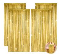 4 cortinas de oropel doradas, cortinas con purpurina, lámina metálica con flecos, cortina de purpurina, serpentinas para consagración juvenil, bola de discoteca, decoración de fiesta, decoración de