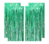 4 cortinas de oropel verde, con purpurina, serpentinas, verdes, flecos, decoración para San Patricio, día de Navidad, bodas de perejil, foto, circo, graduación, bautismo, inauguración de la juventud