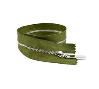 4 cremalleras metálicas de 15 a 70 cm, de extremo cerrado y abierto, para bolsillos de bolsos, kit de reparación de prendas, accesorio de bricolaje, n.° 3,Una Plata Verde,Extremo cerrado-18cm