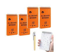 4 Cuadernos Impermeables A7 con 1 Bolígrafo Libreta de Bolsillo All Weather Bloc Notas Espiralado Papel Resistente al Agua Cuaderno Reporter para Escuela Trabajo Viaje y Actividades al Aire (Naranja)