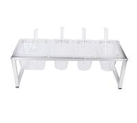 4 cuadrícula de contenedor de almacenamiento de caja de condimento transparente con cuchara Organizador de cocina acrílico de acero inoxidable para cocción casera Sazones de