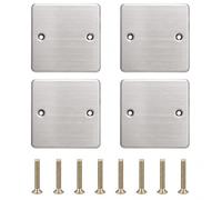 4 cubiertas para interruptor de luz, acero inoxidable | Tapa ciega Enchufe para enchufe, enchufes no utilizados o interruptores (plata, 86 mm)