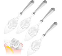4 cucharas de absenta, cucharas de absenta, cucharas de absenta, tamices de cucharas para beber, cucharas de cristal de acero inoxidable 304, vaso de cóctel, filtro de bebida, cuchara de ajenjo para