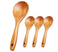 4 cucharas de madera de 21,5 cm, paleta de arroz de madera, cuchara versátil para servir, antiadherente, resistente al calor, para cocinar