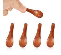 4 Cucharas de Madera Pequeñas, Cucharas Pequeñas de 6 cm para Especias Mini Cucharas de Madera para Salsas Azúcar Sal Salsas Especias Miel Mostaza y Cocina