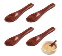 4 cucharas de madera pequeñas, mini cucharas de madera para especias, pequeñas especias, cucharas de sal, azúcar, sal, pimienta, cucharas de miel, cucharas de cuchara, cucharas de café, 6 x 1,8 cm
