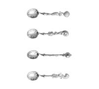 4 cucharas de postre de café antiguas con temática de océanos, cucharaditas creativas, cucharas agitadoras, helado, cucharas pequeñas, vajilla de metal