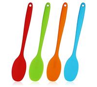 4 cucharas de silicona, cucharas de mezcla de 11 pulgadas, herramientas de cocina de silicona, cuchara de silicona de diseño de una pieza para cocina y agitación (27.7 cm de largo)