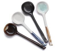 4 cucharas japonesas de sopa de ramen, cucharas de sopa asiáticas de cerámica estilo coreano, cucharadas de fideos de arroz, cucharones para salsa de cereales Pho Miso, salsa de condimentos (estilo 1)