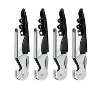 4 cuchillos de camarero, abridor de botellas 3 en 1, sacacorchos 3 en 1 para Camareros y Sommeliers, Abrebotellas de Vino y Cerveza con Cuchilla Cortacápsulas, Mango Ergonómico para Bar Restaurante o