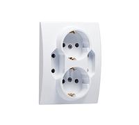 4-cuchos Enchufes Schuko de Montaje Encastrado con Protección de Contacto de Seguridad, Enchufe de Montaje Empotrado IP20 (5401 Blanco)